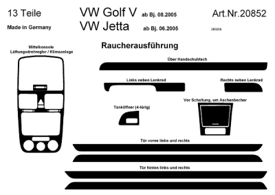 Prewoodec interieurset volkswagen golf v 4/5-deurs 8/2005- 13-delig - aluminium volkswagen golf v (1k1)  winparts