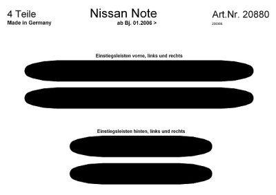 Foto van Prewoodec instaplijsten nissan note 01/2006- 4-delig - aluminium nissan note (e11) via winparts