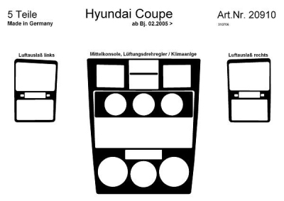 Foto van Prewoodec interieurset hyundai coupe gk 2/2005- 5-delig - aluminium hyundai coupe (rd) via winparts