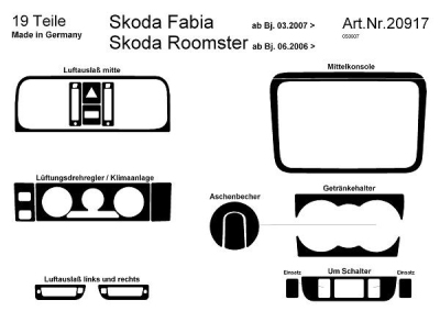 Foto van Prewoodec interieurset skoda roomster/fabia ii 19-delig - aluminium skoda roomster (5j) via winparts