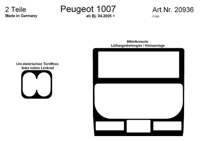 Prewoodec interieurset peugeot 1007 4/2005- 2-delig - aluminium peugeot 1007 (km_)  winparts