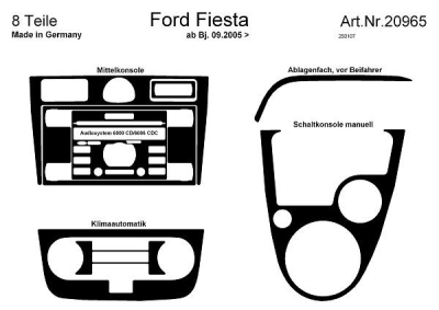 Prewoodec interieurset ford fiësta 9/2005- airco excl. automaat 8-delig - aluminium ford fiesta v (jh_, jd_)  winparts