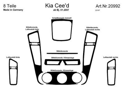 Prewoodec interieurset kia cee'd 1/2907- 8-delig - aluminium kia cee'd hatchback (ed)  winparts