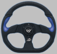 Foto van Simoni racing sportstuur x2 poly/pelle 'formula' 330mm - zwart/blauw universeel via winparts