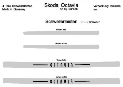 Foto van Prewoodec instaplijsten skoda octavia i 1997-2000 4-delig - zilver/zwart skoda octavia (1u2) via winparts