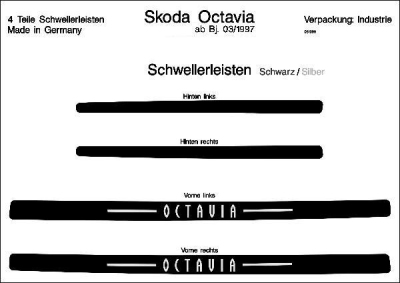 Foto van Prewoodec instaplijsten skoda octavia i 1997-2000 4-delig - zwart/zilver skoda octavia combi (1u5) via winparts