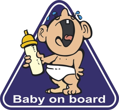 Foto van Sticker baby on board crying baby - 12,5x11,9cm universeel via winparts