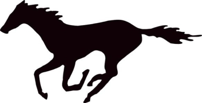 Foto van Sticker galloping horse - zwart - 22x10.5cm universeel via winparts