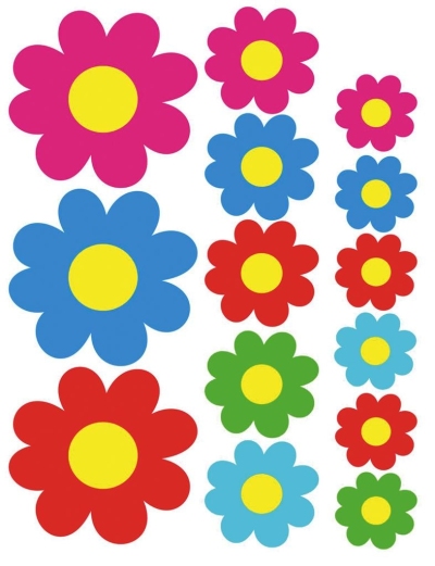 Foto van Stickervel coloured flowers - 24,5x32x5cm universeel via winparts