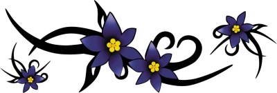 Foto van Auto sticker blue flowers 1x 95x42cm / 1x 28x28cm / 1x 33x34cm universeel via winparts