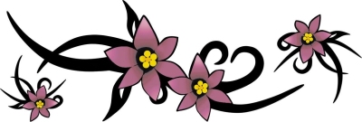 Foto van Auto sticker pink flowers 1x 95x42cm / 1x 28x28cm / 1x 33x34cm universeel via winparts