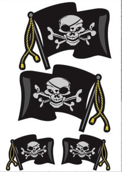 Foto van Auto sticker set pirate flags 2x 10x7cm / 2x 4,5x3cm universeel via winparts