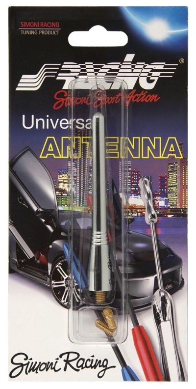 Simoni racing aluminium antenne evo rubber - chroom - lengte 10,5cm universeel  winparts
