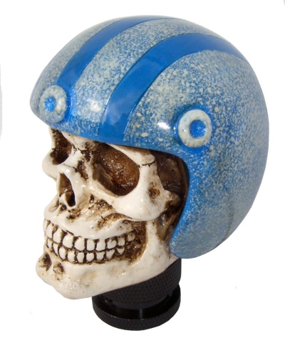 Foto van Simoni racing pookknop skull + blauwe helm universeel via winparts