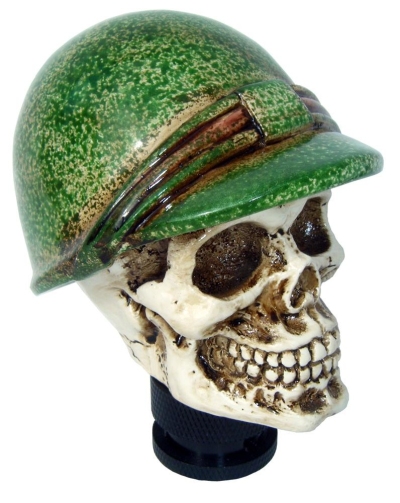 Foto van Simoni racing pookknop skull + groene helm universeel via winparts
