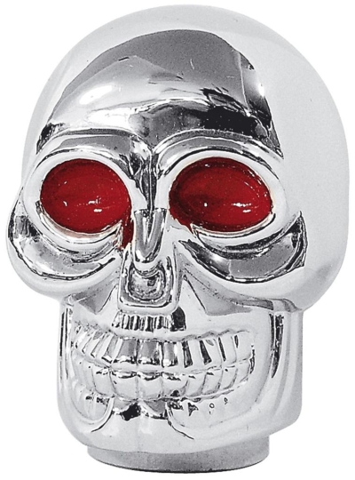 Foto van Simoni racing pookknop skull - chroom + rode ogen universeel via winparts