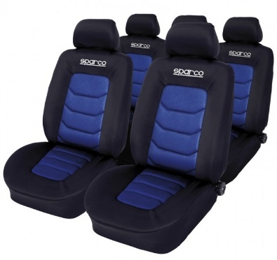 Stoelhoezenset sparco zwart / blauw (11-delig) (ook geschikt voor side-airbags) universeel  winparts