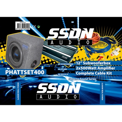 Ssdn phattset400 boombox pakket (subwoofer 800w/versterker 2x500w/kabelset 750w) universeel  winparts
