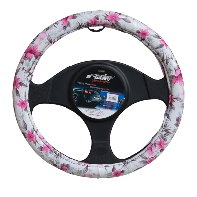 Simoni racing stuurwielhoes flower - 37-39cm - wit/roze universeel  winparts