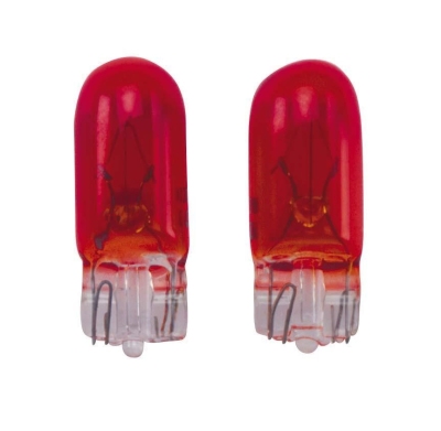 T-10 12v/5w lampen 12v rood (coated), set á 2 stuks universeel  winparts