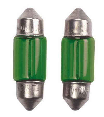 Festoon lampen 10w/12v 11x39mm groen (coated), set á 2 stuks universeel  winparts