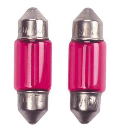 Festoon lampen 10w/12v 11x39mm rood (coated), set á 2 stuks universeel  winparts