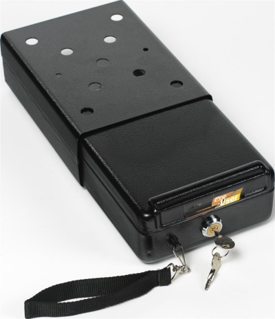Foto van Autokluisje - zwart - incl. montagebeugel en 2 sleutels (22,5x16,5x8,5cm) universeel via winparts