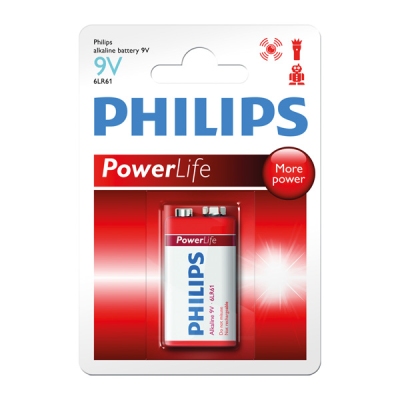 Philips powerlife 9v 6lr61(e) blister 1stuks universeel  winparts
