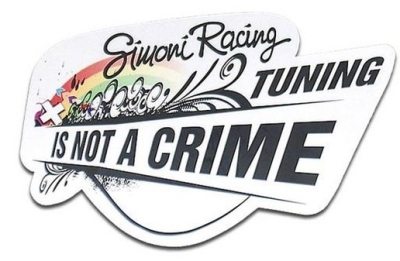 Foto van Simoni racing sticker 'tuning is not a crime' - 150x100mm universeel via winparts