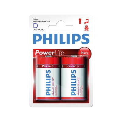 Foto van Philips powerlife lr20(d) blister 2 stuks universeel via winparts