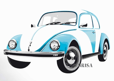 Vw beetle walltattoo - blauw universeel  winparts