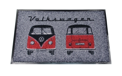 Vw t1 bus deurmat, 45 x 75cm rood / zwart universeel  winparts