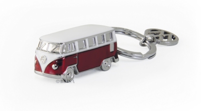 Vw t1 bus key ring, 3-d model, in blister verpakking - rood universeel  winparts
