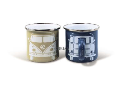 Vw t1 mug enamel 2 pcs set - mug blue / grey universeel  winparts