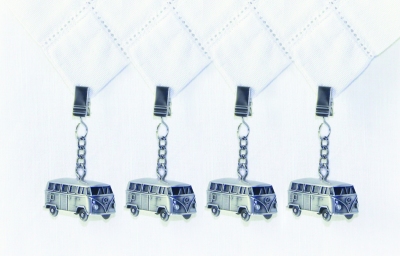 Foto van Vw t1 bus tafelkleed gewichten, 4-delig set in geschenkverpakking - vintage zilver universeel via winparts