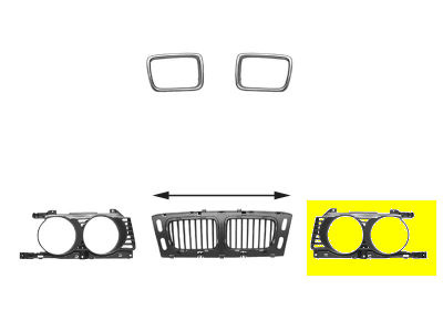 Grill links (voor v8) bmw 5 (e34)  winparts