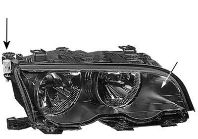 Foto van Dubbele koplamp voor r. vanaf 02+ 2xh7 zwarte rand a.l. bmw 3 coupé (e46) via winparts