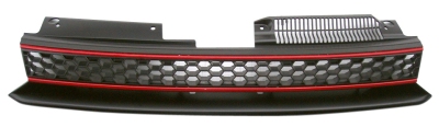 Embleemloze gti-look grill volkswagen golf vi 2008-2012 zwart/rood volkswagen golf vi (5k1)  winparts