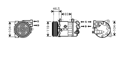 Compressor p407/607/c6 27hdi at 04- peugeot 607 (9d, 9u)  winparts