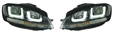 Foto van Set koplampen, zwarte lijst volkswagen golf vii (5g1, be1) via winparts